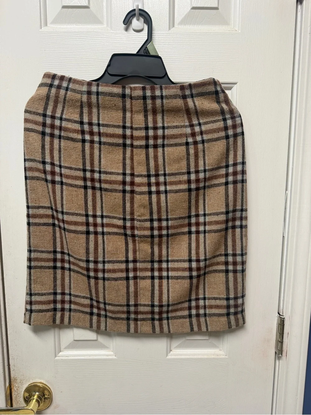 Fashion Nova Beige Plaid Zip-Front Pencil Skirt L